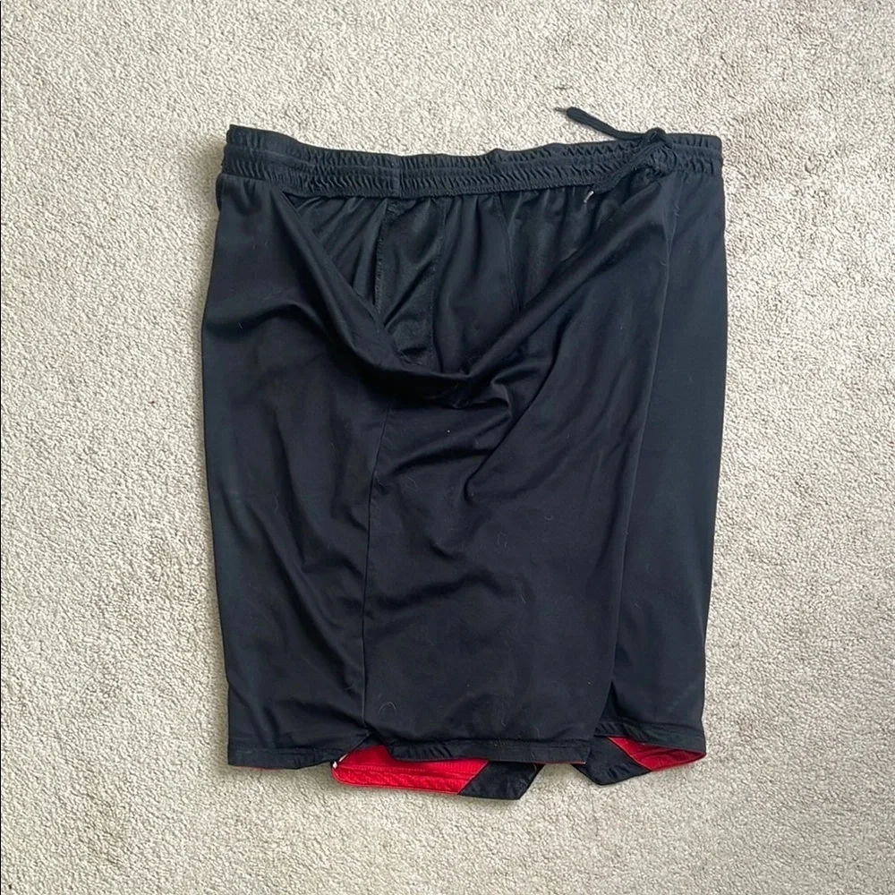 Black and Red Athletic Shorts with Elastic Waistband